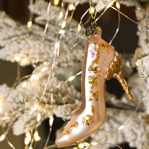 Product Christmas tree decoration glass shoes pink glass shoe 10cm 2pcs