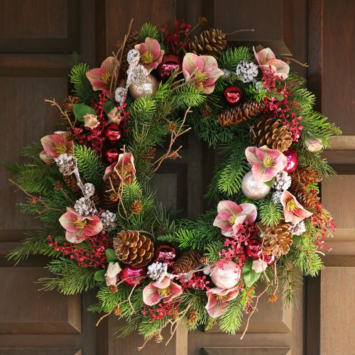 Elegant bouquet of pink Christmas roses – 35 cm 6 pcs.