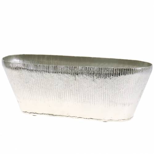 Floristik24 Decorative pot oval silver 40cm x 13cm H13cm