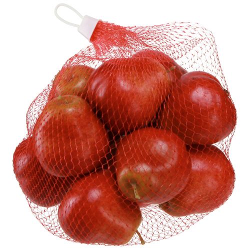 Product Decorative pears, decorative fruit, red, in a net, Ø5.5cm, H6.5cm, 12 pieces