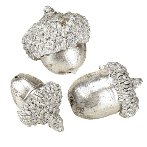 Floristik24 Decorative acorns silver, Advent decoration, natural autumn fruits, country house Ø1.5 – 2.5cm L1.5 – 3cm 300g