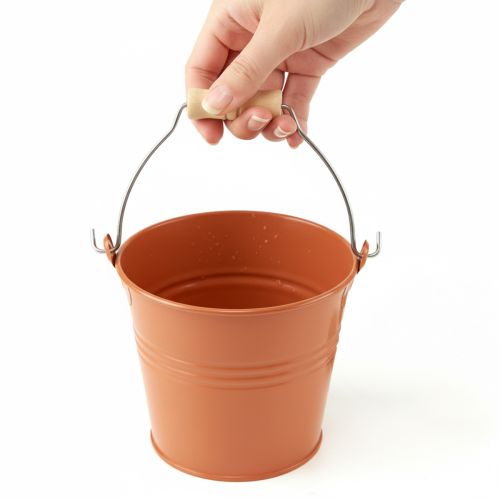 Product Decorative metal bucket/planter, orange-brown, Ø16cm, H14.5cm, 1.6L