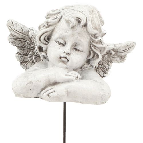 Floristik24 Decoration angel on stick decoration grave decoration grey white H6.5cm 3 pcs