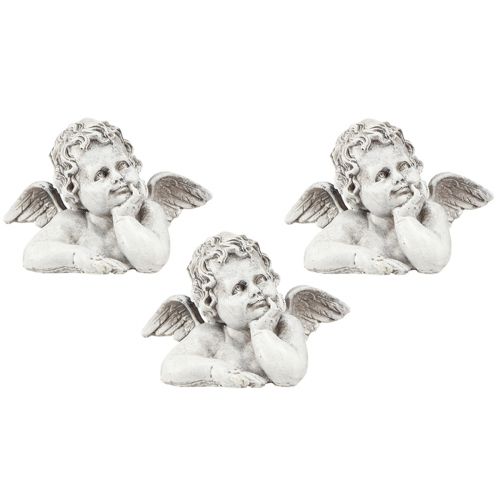 Product Decorative angel figure polyresin grave decoration grey white H6cm 3 pcs