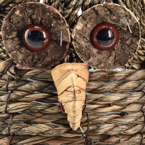 Product Decorative owl plant pot planter straw grey brown 16×11cm