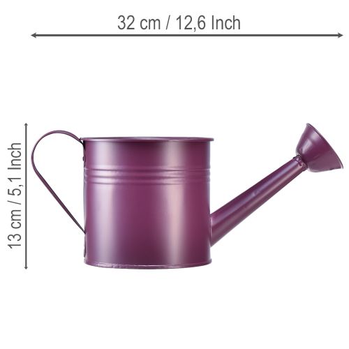 Decorative watering can, purple metal planter, Ø13.5cm H12.5cm | Floristik24.co.uk