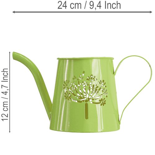 Decorative metal watering can, dandelion design, green, 12cm high, 2 pieces, decorative vase, shabby chic | Floristik24.co.uk