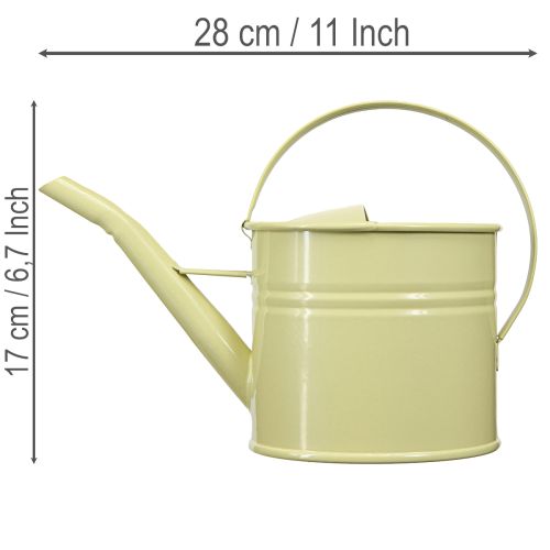 Decorative metal watering can, green/yellow, small, 28x13x17cm, 1.25l, vintage look, balcony decoration | Floristik24.co.uk