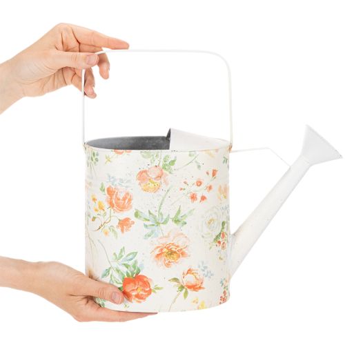 Vintage decorative metal watering can with rose motif, summer garden decoration, nostalgic planting can, H31.5 cm | Floristik24.co.uk