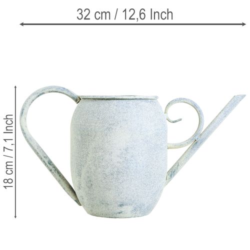 Decorative Watering Can Vintage Metal White Blue 32x11x18cm Decorative Accessory | Floristik24.co.uk