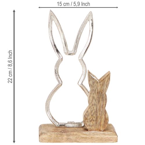 Product Decorative Rabbit Metal &amp; Wood – Modern Easter figure in natural design 22cm 2 pcs