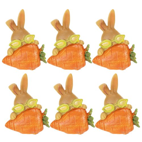 Product Decorative rabbit with carrot, Easter bunny decorative figures, 6cm, 3 pieces
