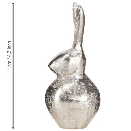 Product Decorative Bunny Silver – Modern Easter figure made of metal for stylish spring decoration 11cm 3 pcs