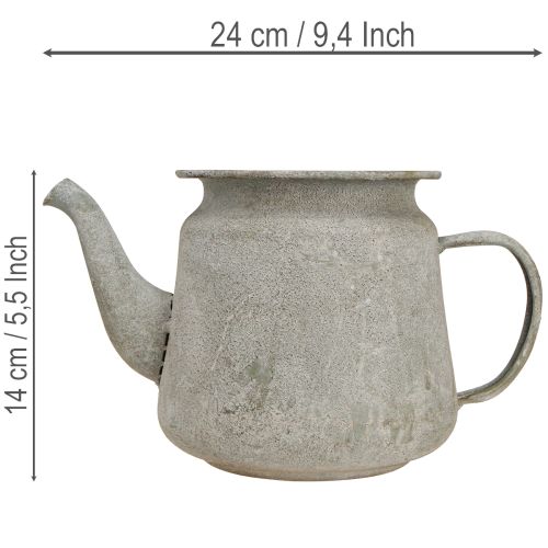 Decorative metal teapot, vintage style, grey, 24×14×14cm, retro shabby chic style | Floristik24.co.uk