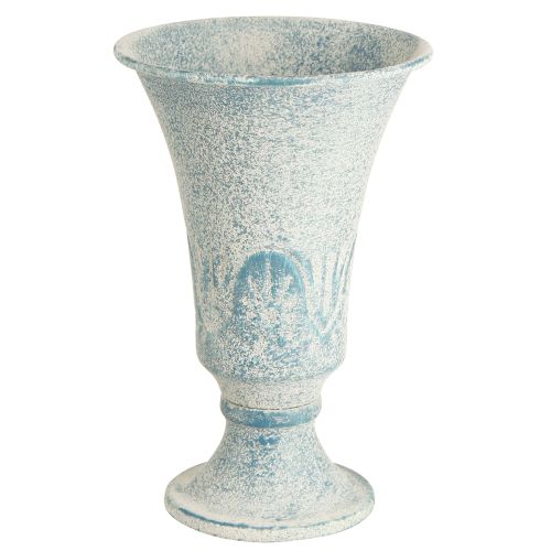 Product Decorative Chalice Metal Antique in White Blue Ø11cm H17.5cm