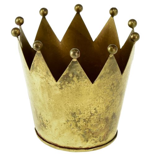 Decorative crown metal flowerpot brass look Ø11cm/H10cm