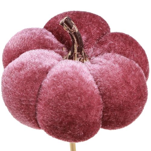 Product Decorative Pumpkin made of fabric Pumpkin on stick Burgundy Pink Ø7cm 9 pcs