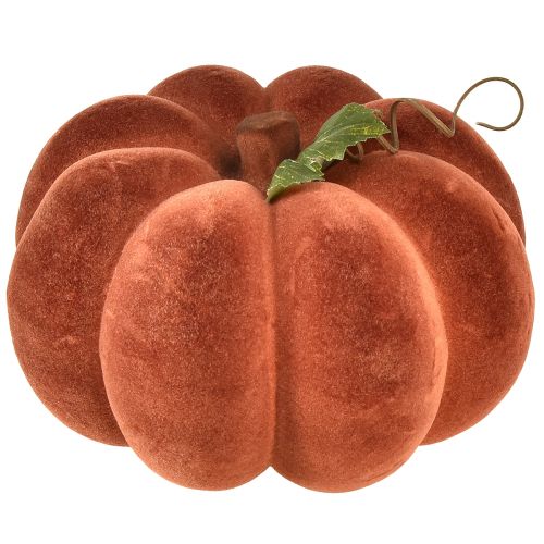 Product Flocked pumpkin decoration – Autumnal table decoration in strong red-brown 20cm 2pcs