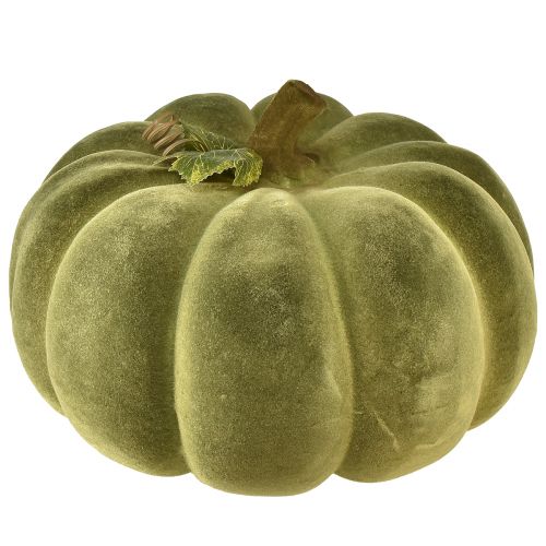 Product Decorative pumpkin flocked green – velvety-beautiful autumn decoration 32cm