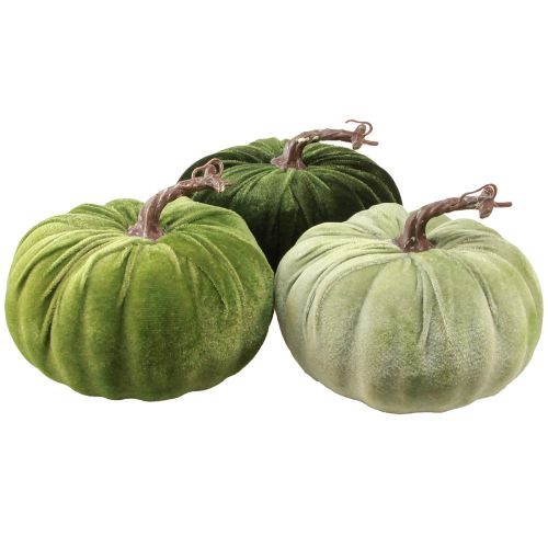 Product Decoration Pumpkin Autumn Green Dark Green Light Green Ø18cm 3 pcs