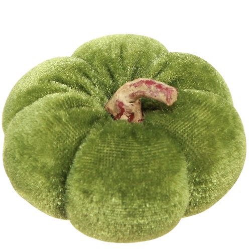 Floristik24 Decorative pumpkins made of fabric velvety green Ø7cm H4.5cm 9 pcs