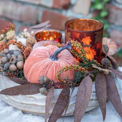 Product Decorative Pumpkins Yellow Beige Reddish Brown Flocked Ø18cm 3 Pcs