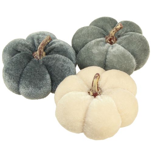 Floristik24 Decorative Pumpkins Fabric Velvet Cream Grey Autumn Ø7cm 9 pcs