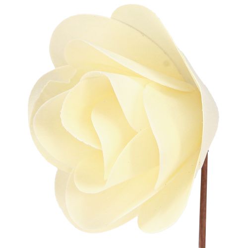 Floristik24 Decorative Roses Cream Artificial Roses Wooden Roses Ø7.5cm 12 pcs