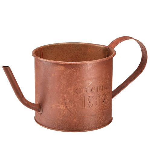 Decorative rust watering can planter metal Ø12.5cm H10.5cm