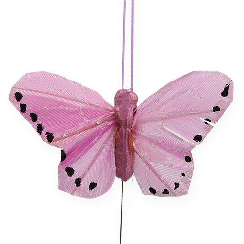 Product Feather butterflies on the wire colored 5,5cm 24pcs