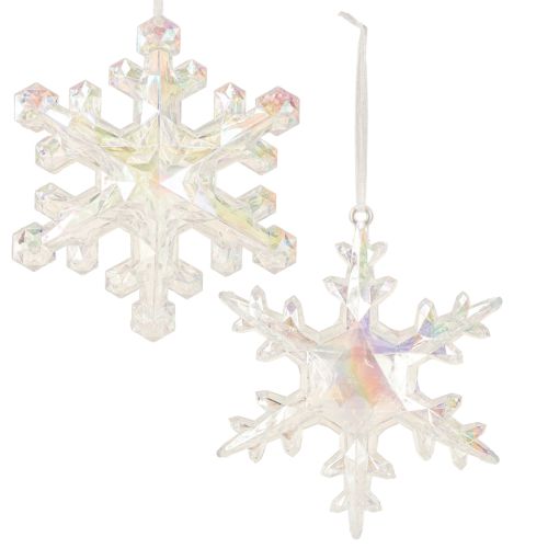 Floristik24 Decorative Snowflakes, Winter Decoration, Iridescent, Ø14–15cm, 2 pieces