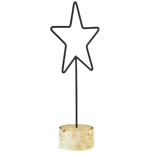 Product Decorative star candle holders on wooden base black & natural, 40 cm – stylish table decoration 3pcs