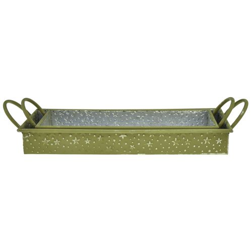 Product Decorative tray Christmas green stars 49cm/43cm set of 2
