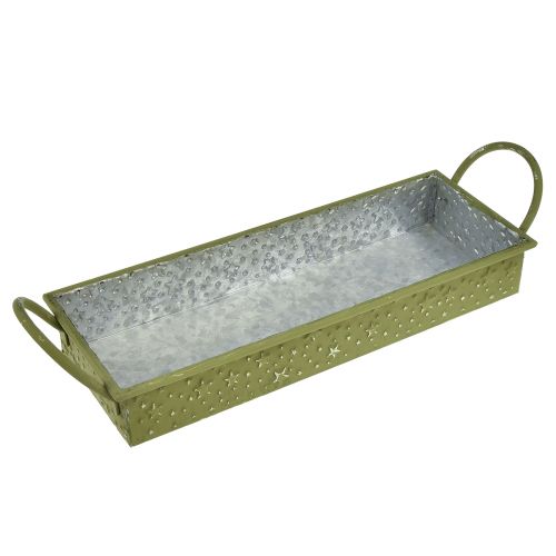 Product Decorative tray Christmas green stars 49cm/43cm set of 2