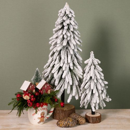 Product Decorative Christmas tree snow-covered base with bark Ø20cm H50cm
