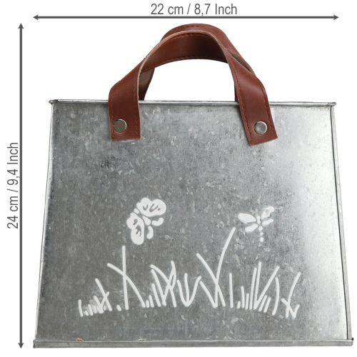 Product Decorative bag, silver, white, brown, metal, plant pot, L22cm, 2 pieces