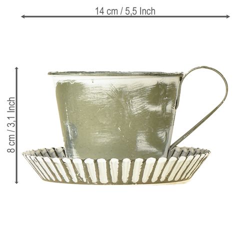 Product Decorative cup metal white washed antique Ø9cm H8cm 2pcs