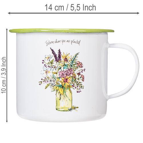 Decorative mug/plant pot, enamelled, Ø11.5cm H10cm | Floristik24.co.uk