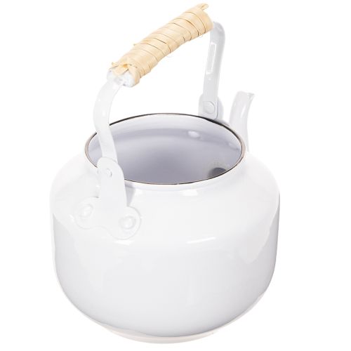 Decorative teapot, planter, metal, white, shabby chic, Ø8.6cm, H16cm, vintage decorative flower pot | Floristik24.co.uk