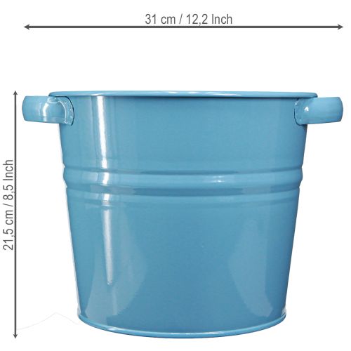 Decorative metal flower pot/planter in blue, 31cm x 26cm x 21.5cm | Floristik24.co.uk