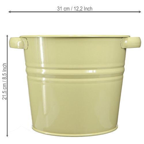 Decorative metal pot, green/yellow, flower pot, 31x26x21.5cm | Floristik24.co.uk