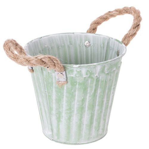 Product Decorative pot, metal bucket for planting, planter with handles, pink/green/yellow shabby chic Ø15cm H13cm 3-piece set