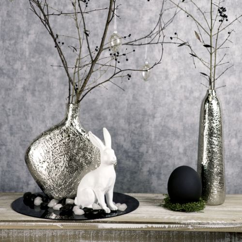 Product Decorative Vase Metal Hammered Flower Vase Silver 33x8x36cm