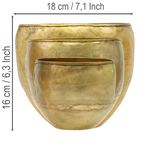 Decorative vases brass look metal vases Ø18/15/12.5cm set of 3 | Floristik24.co.uk