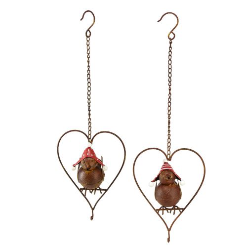 Floristik24 Decorative bird metal for hanging garden decoration rust red-white 15×21cm 2pcs