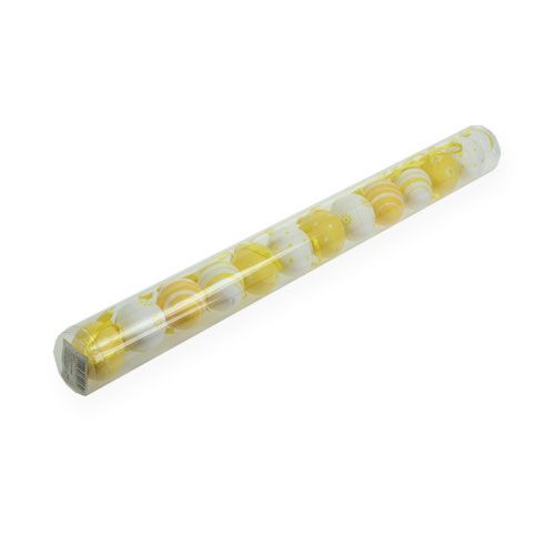 Floristik24 Decorative Easter eggs yellow, white sort. 6,5cm 12pcs