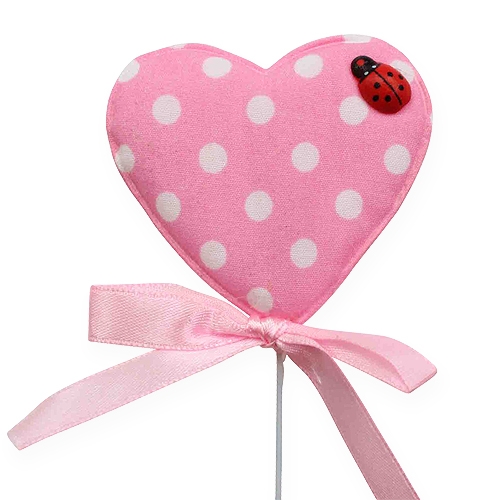 Product Cotton heart on wire red 6.5cm 12p