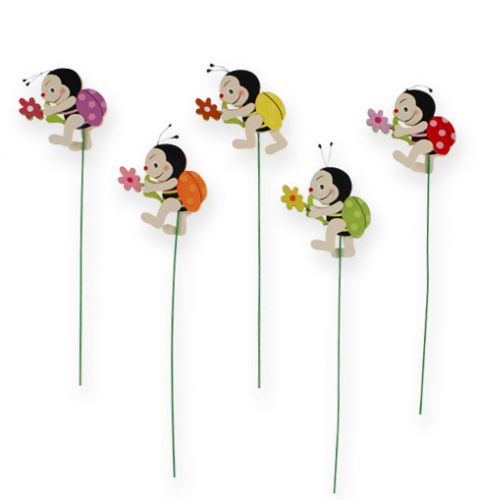 Floristik24 Wooden beetle on a stick assorted colors 7,5cm 24pcs