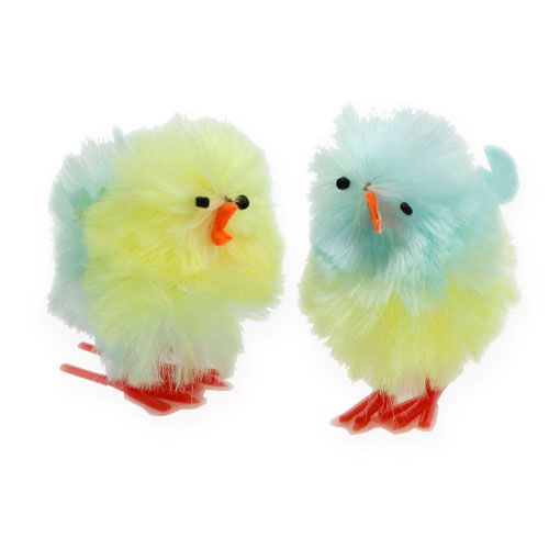 Floristik24 Chenille chicks yellow, blue 5cm 4pcs