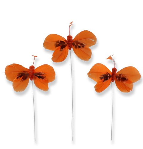 Floristik24 Decorative butterflies on the wire Orange 9cm 36pcs